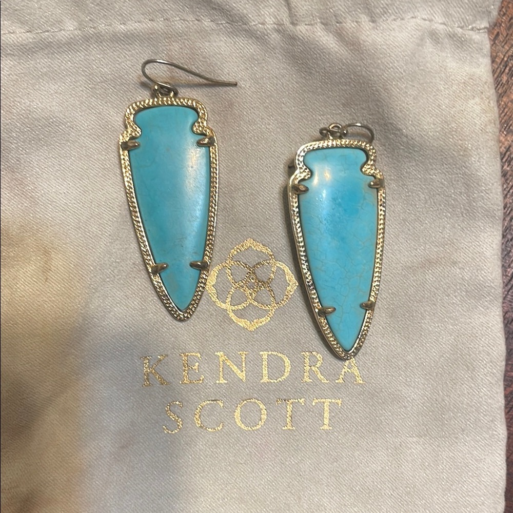 Kendra Scott Gold and Blue Dangle Earrings
